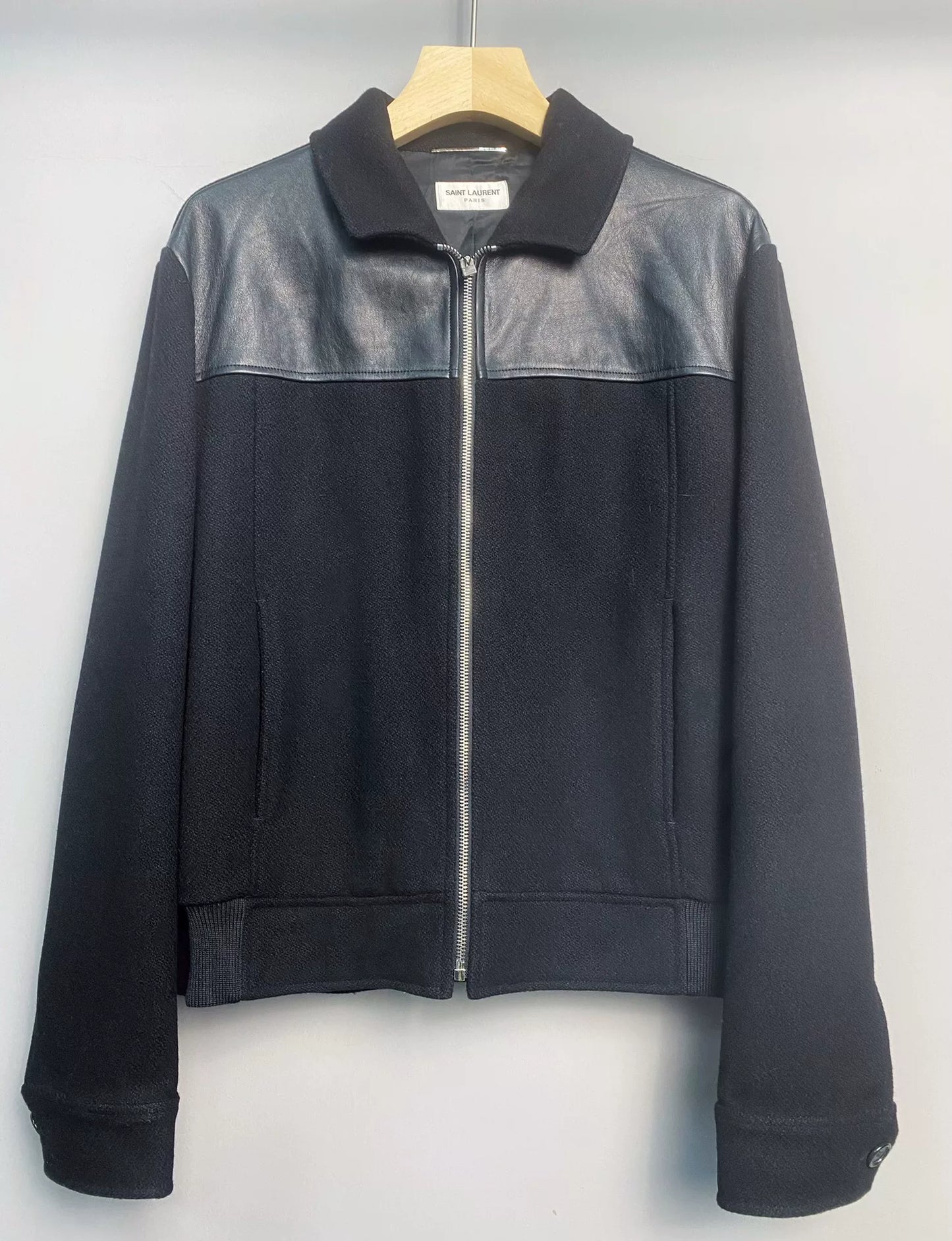 Saint Laurent Men's Leather Panel Jacket