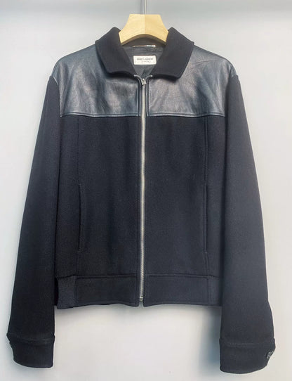 Saint Laurent Men's Leather Panel Jacket
