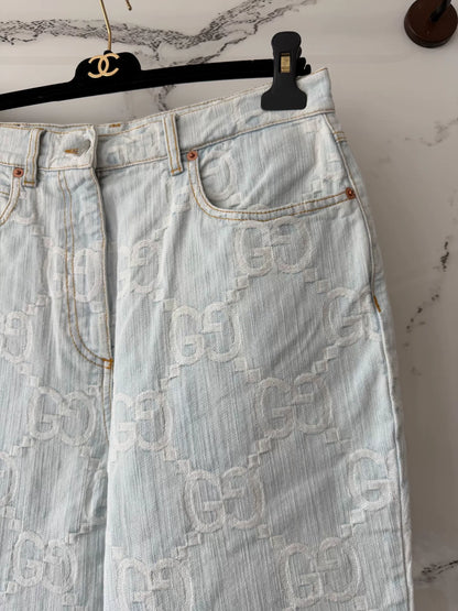 Gucci Blue Printed Denim Jeans
