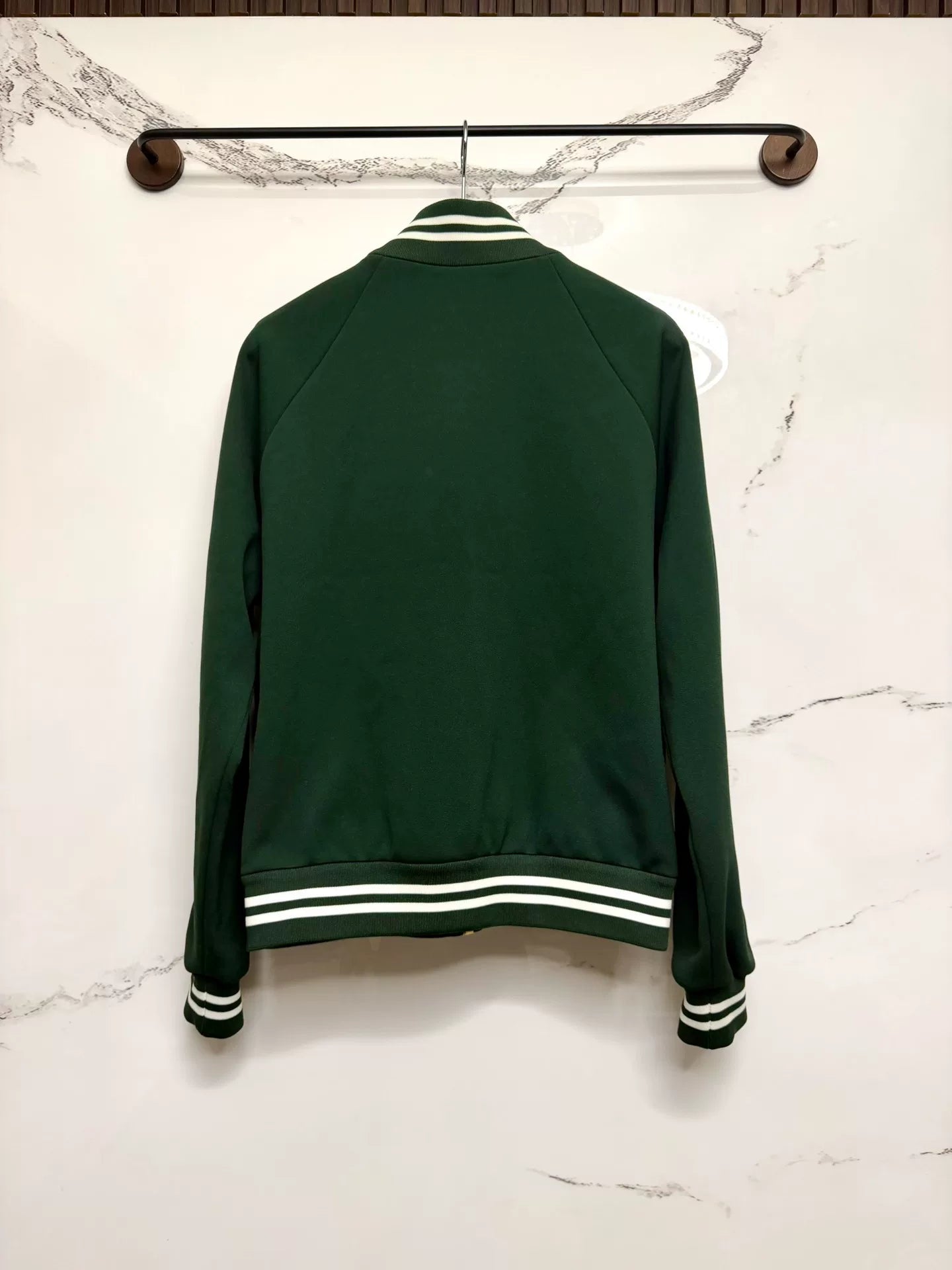 celine green embroidered logo collar jacket