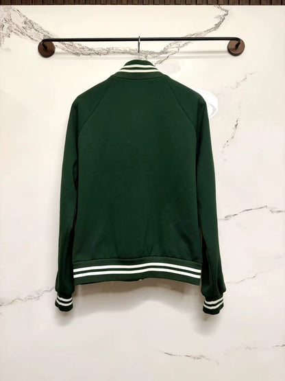 celine green embroidered logo collar jacket