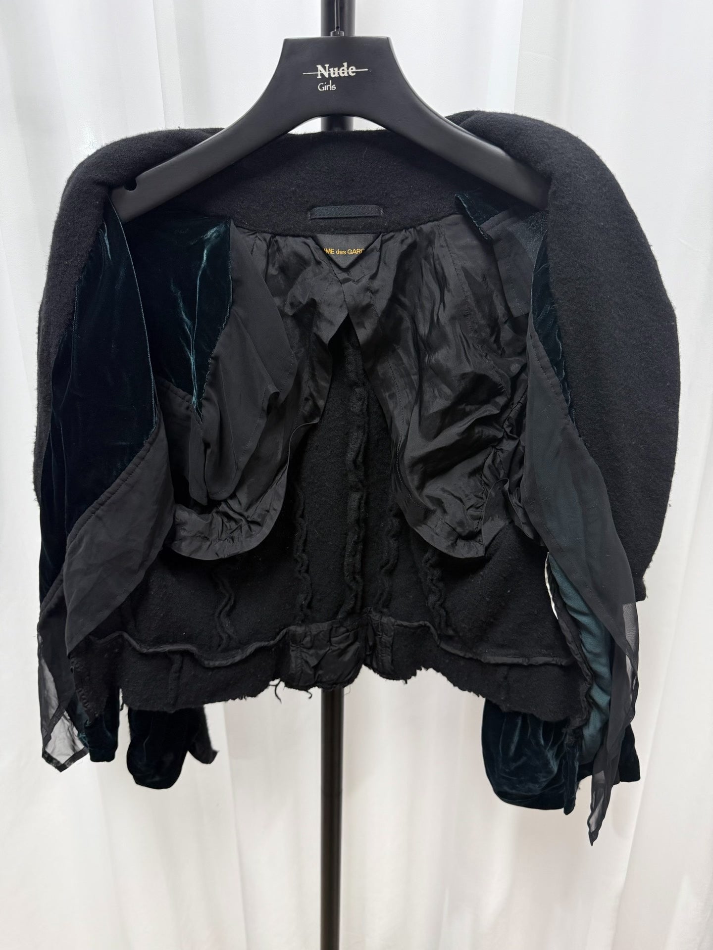 Comme des Garçons Dark Green Velvet Cape Jacket