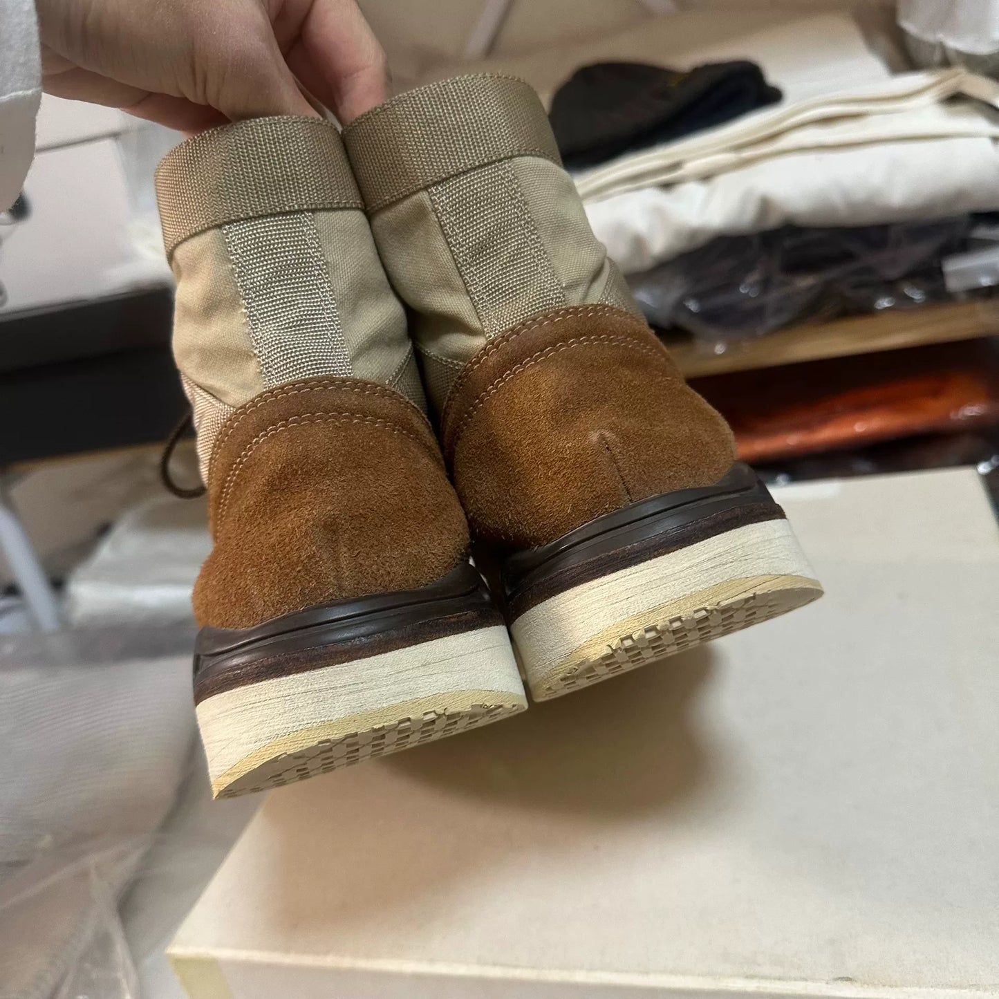 visvim camel boots with perfect leather condition