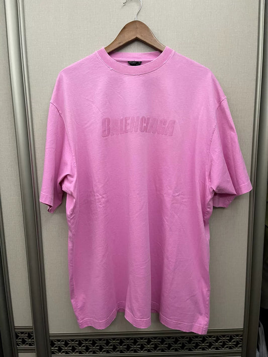 balenciaga pink logo short sleeve t-shirt
