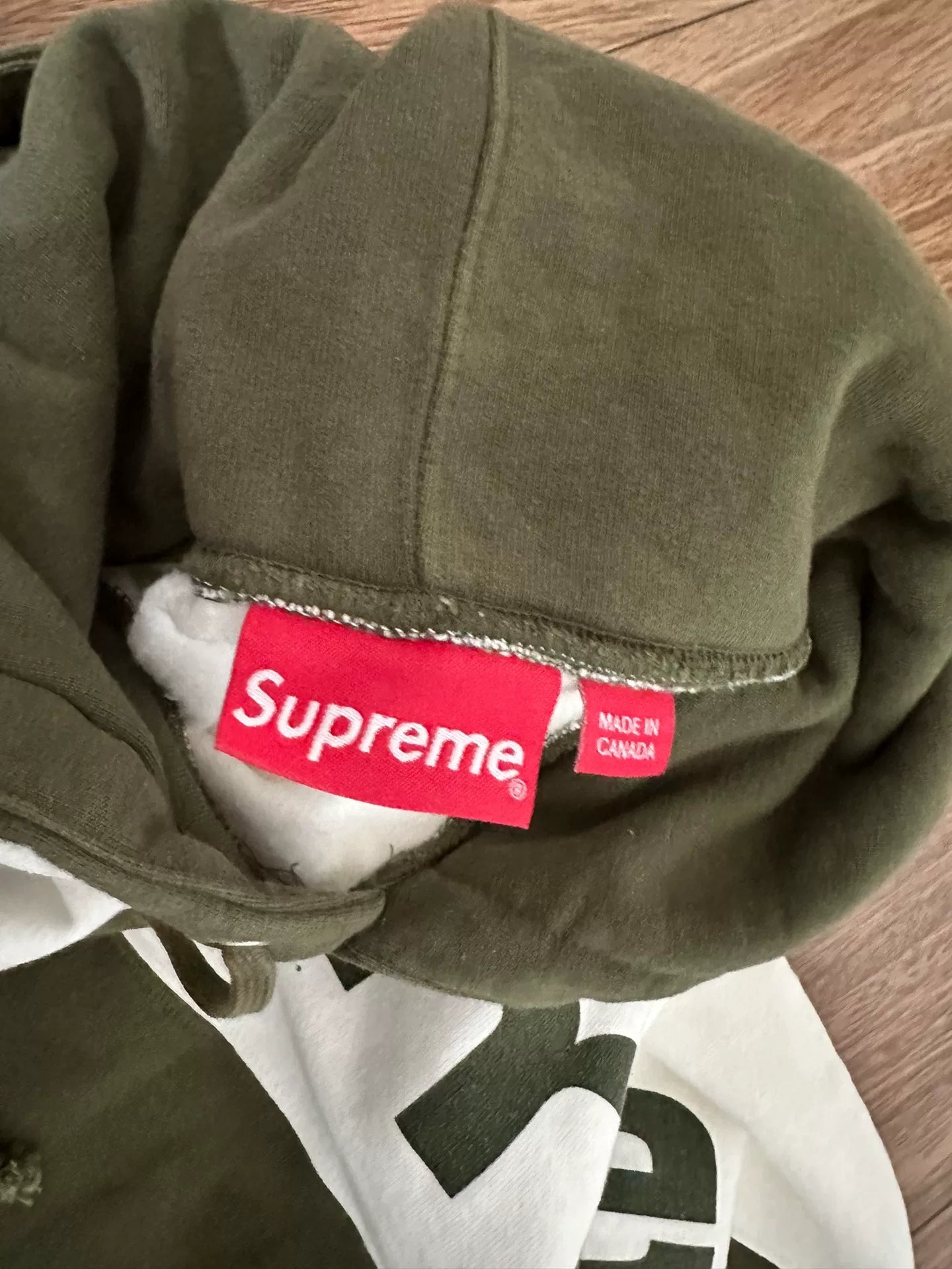 supreme blocked hooded sweatshirt in olive green