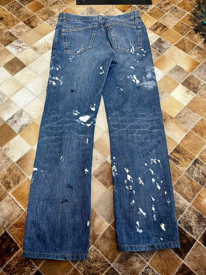 helmut lang splattered denim jeans classic cut