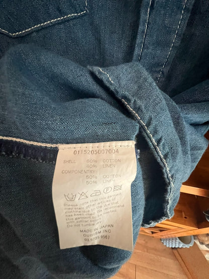 rare blue dye cotton linen shirt