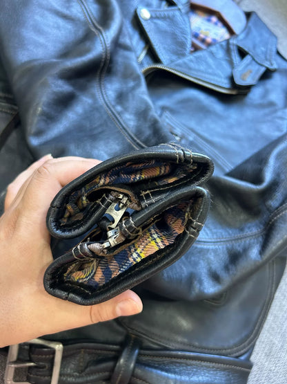 vintage black leather motorcycle jacket