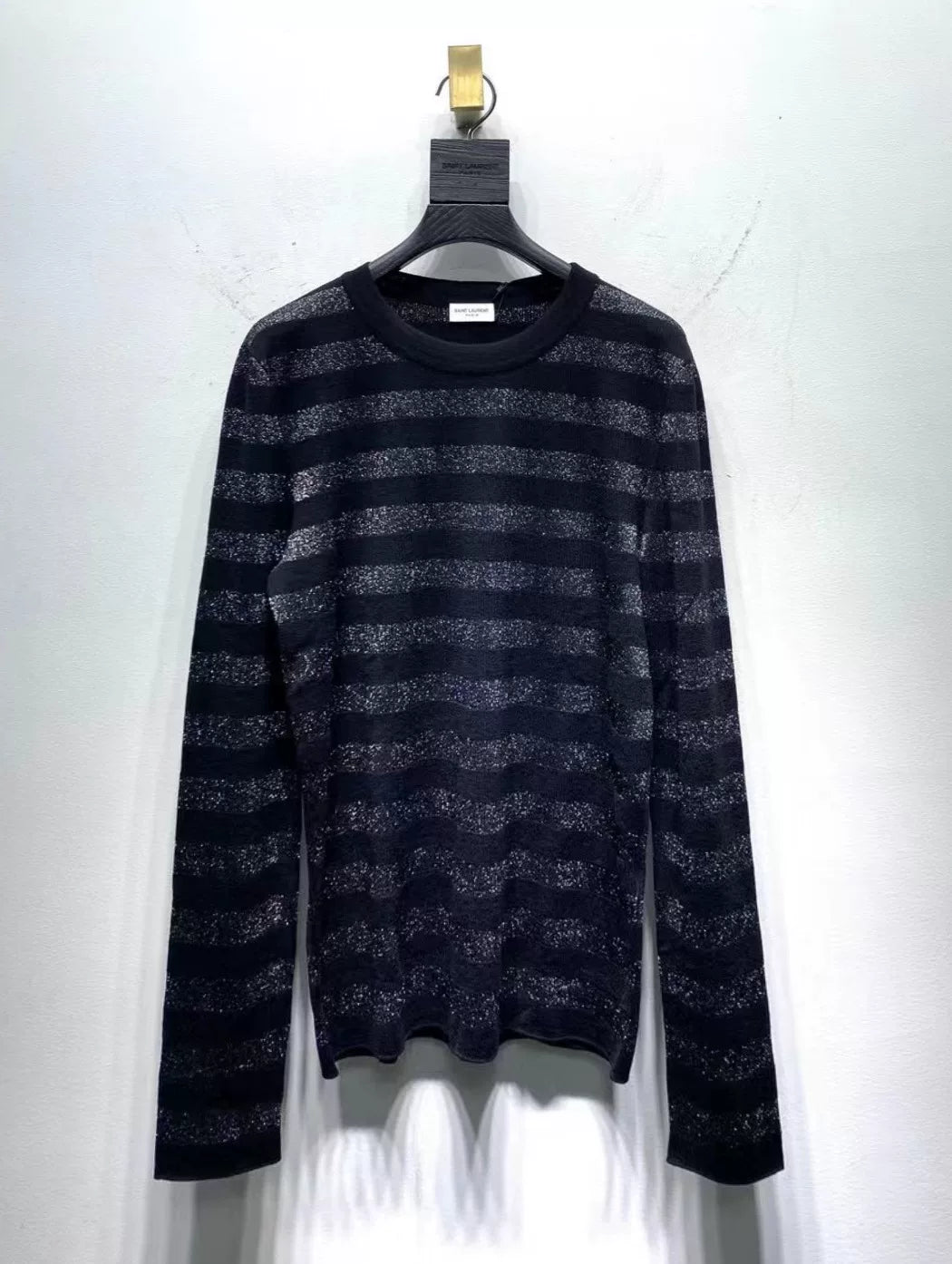 Saint Laurent Silver Black Striped Sweater