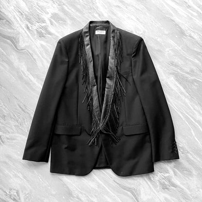 Saint Laurent Fringe Leather Collar Blazer