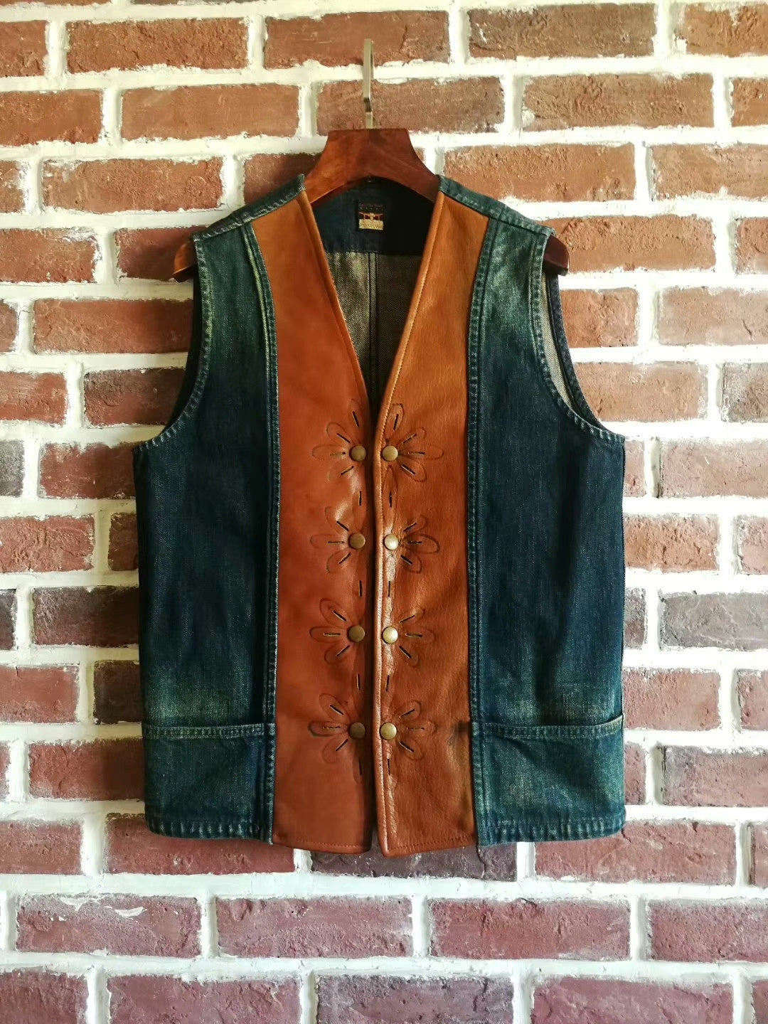Kapital Western Leather-Trimmed Vest