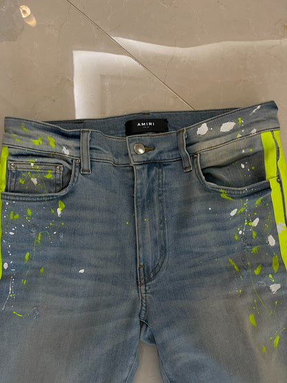 Amiri Neon Distressed Denim Jeans