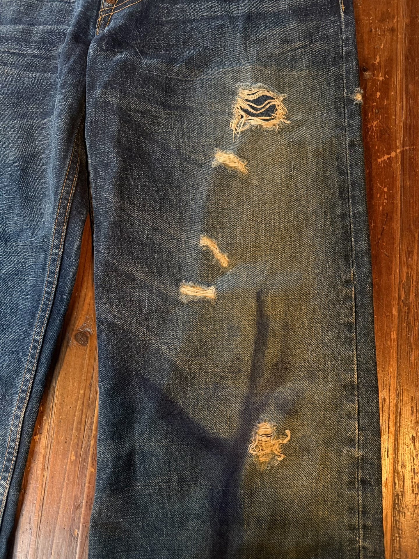 Double RL RRL Distressed Ripped Jeans