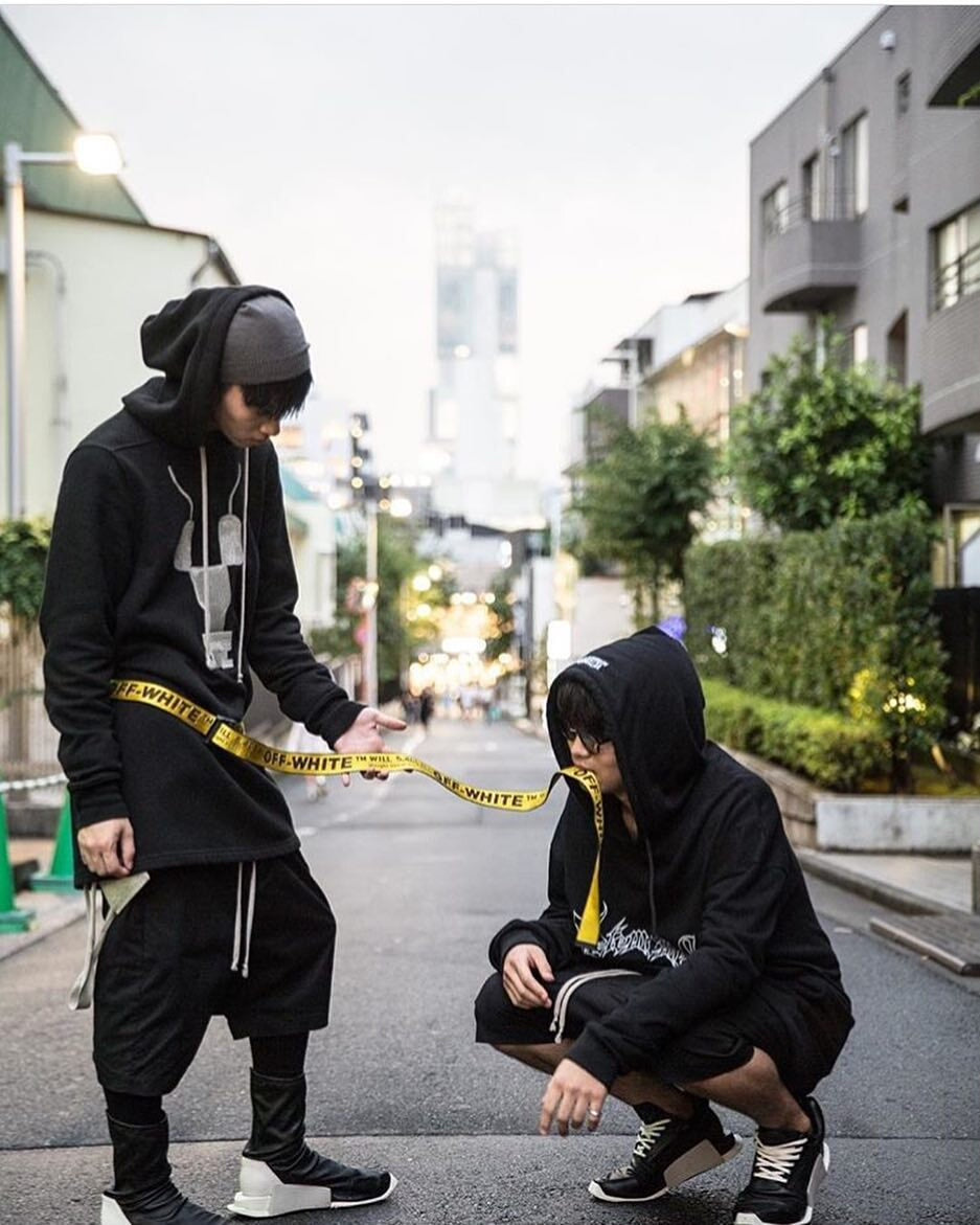 rick owens long black hoodie sweatshirt