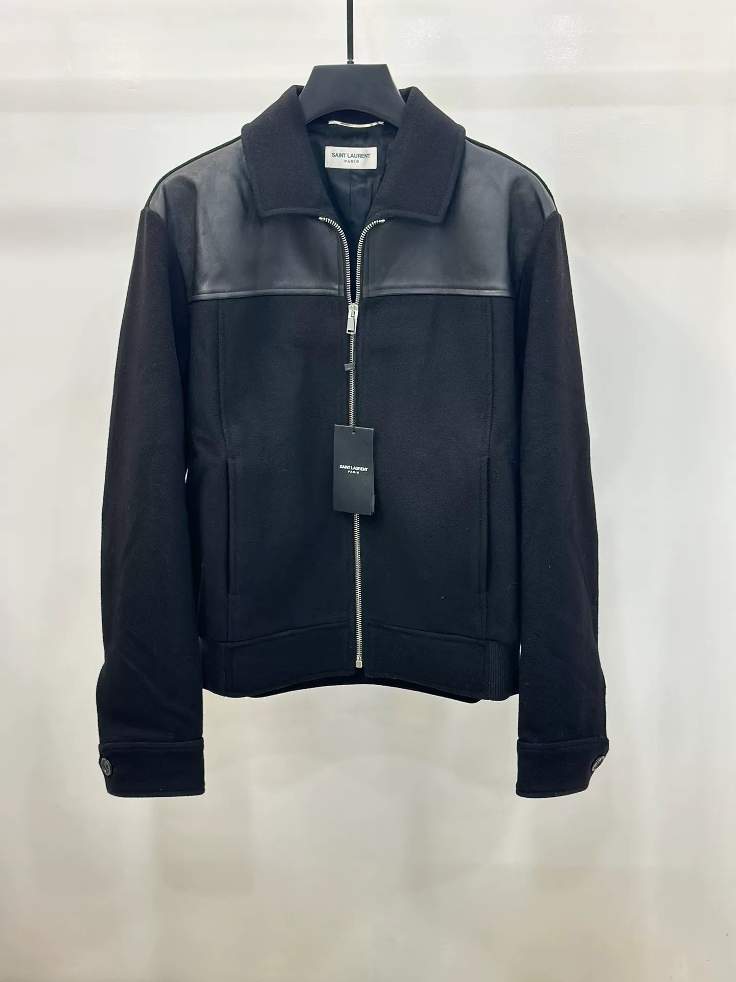 Saint Laurent Black Lambskin Wool Jacket