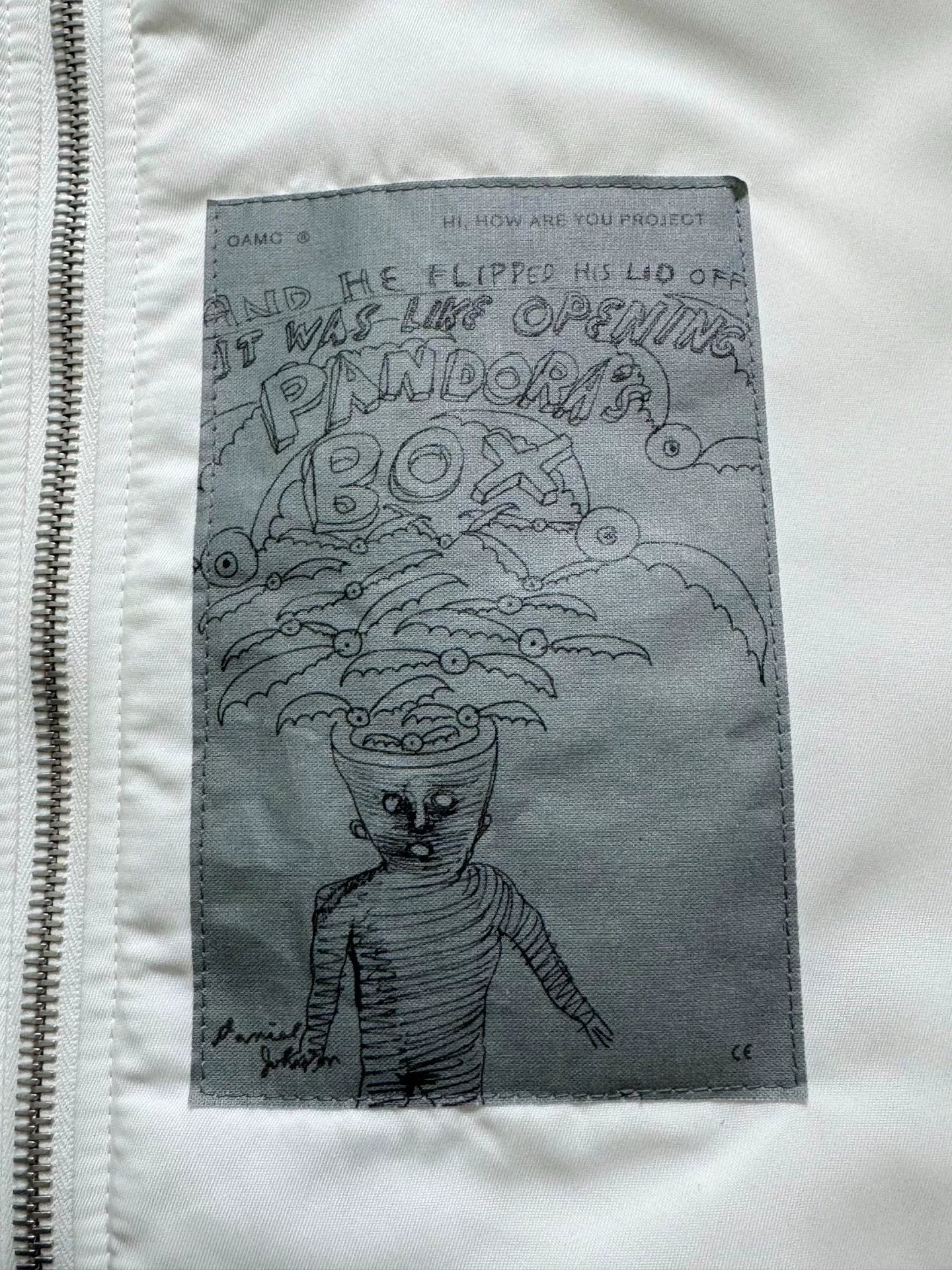 white patch bomber jacket by OAMC