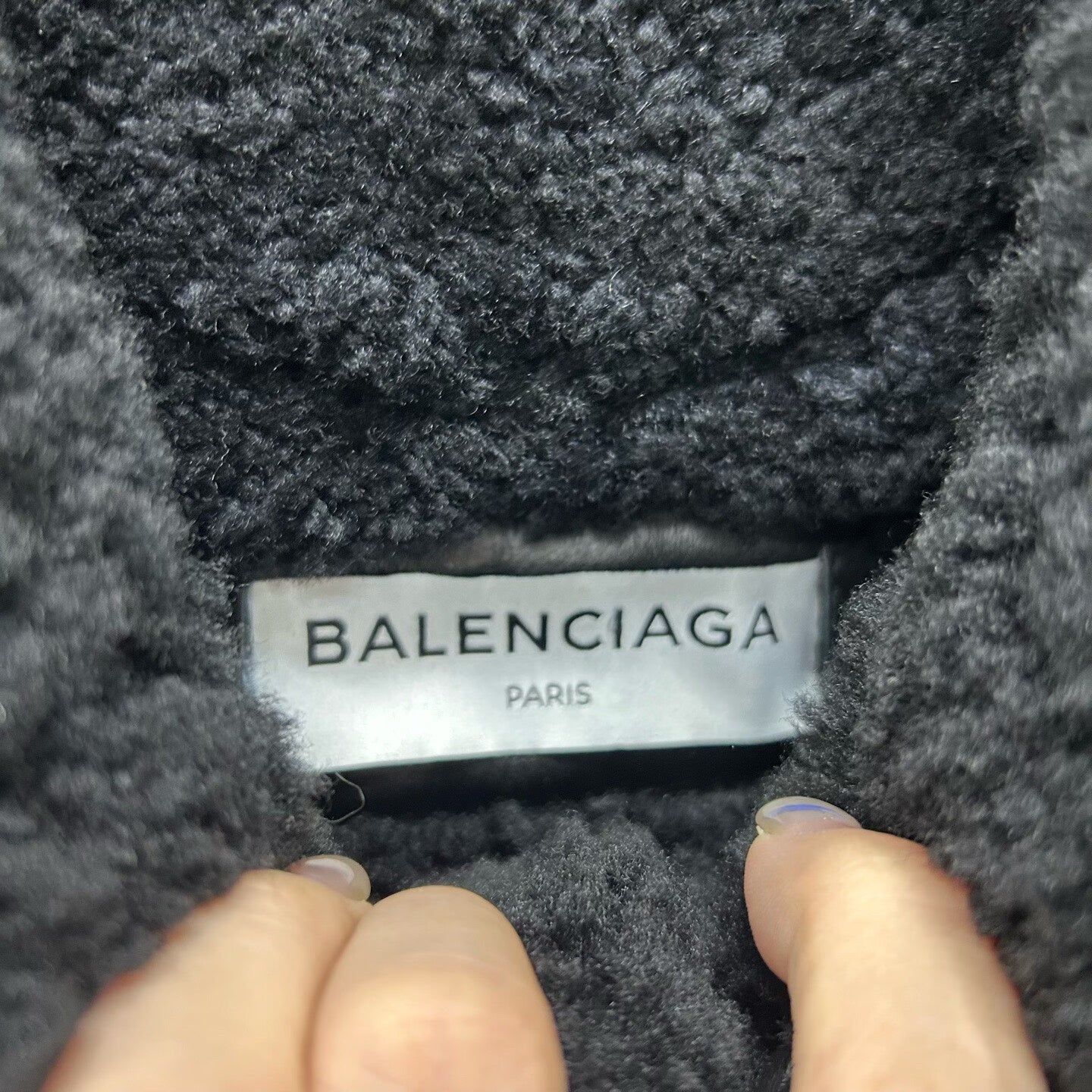 balenciaga black shearling leather biker jacket