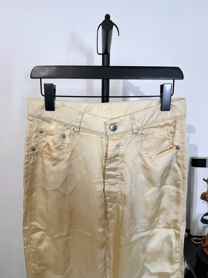 Rick Owens Beige Silk Satin Wide-Leg Pants