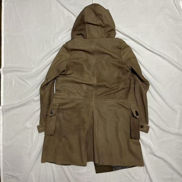 Isaac Sellam Brown Suede Hooded Coat
