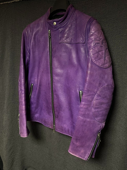 purple vintage leather motorcycle jacket