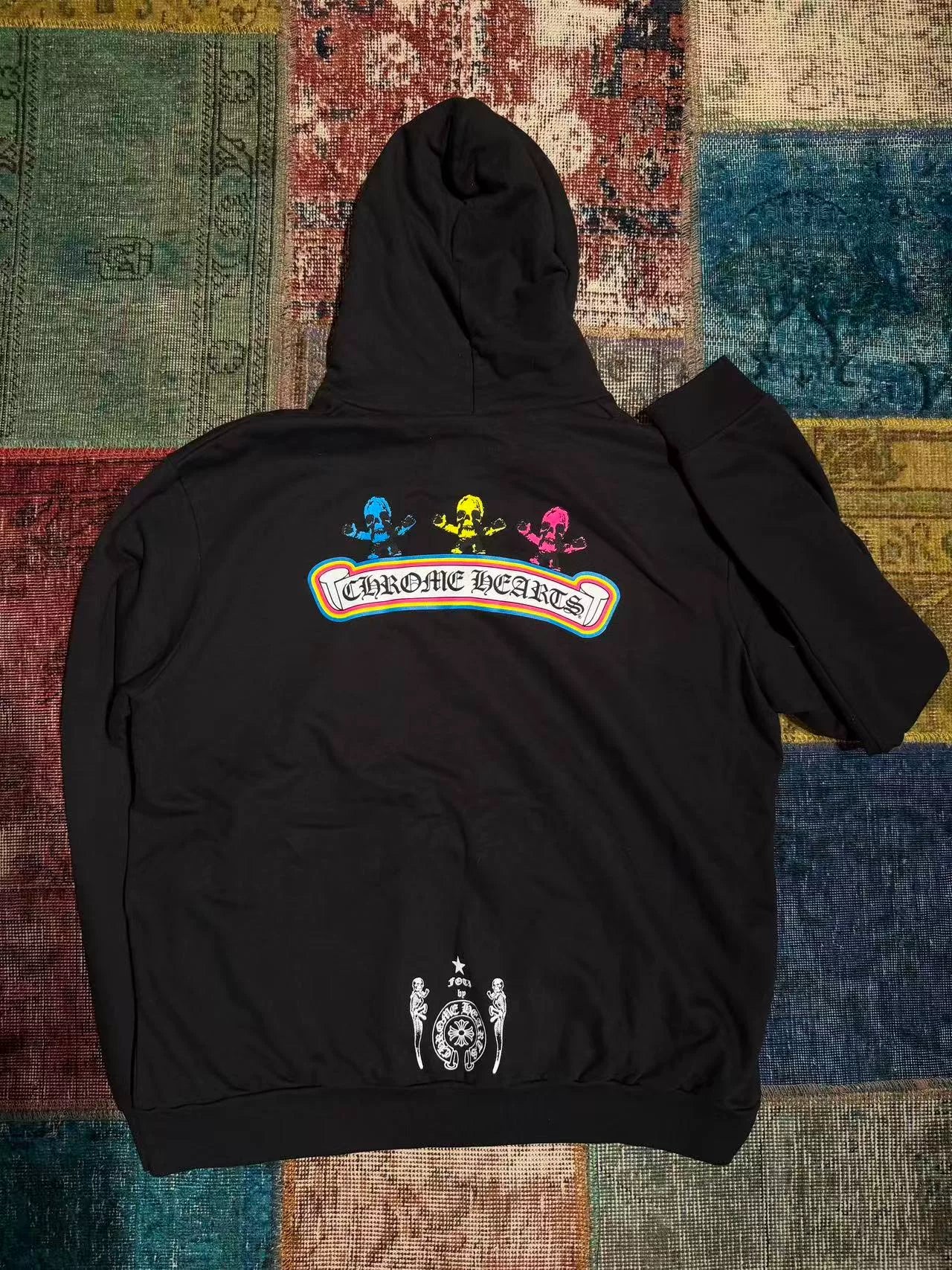 Chrome Hearts Black Hoodie with Colorful Print