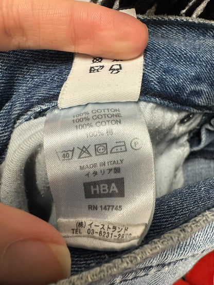 blue shredder zip jeans with distressed details