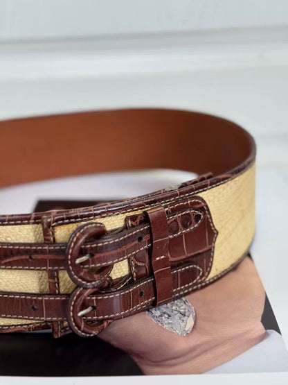 Ralph Lauren Western Straw Leather Belt