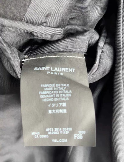 SAINT LAURENT Black Wool Slim Coat Size 36
