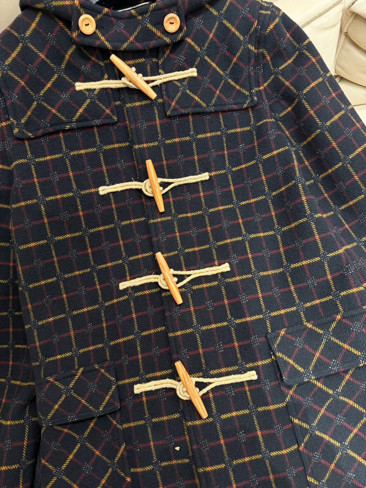 Saint Laurent 20FW Wool Check Duffle Coat