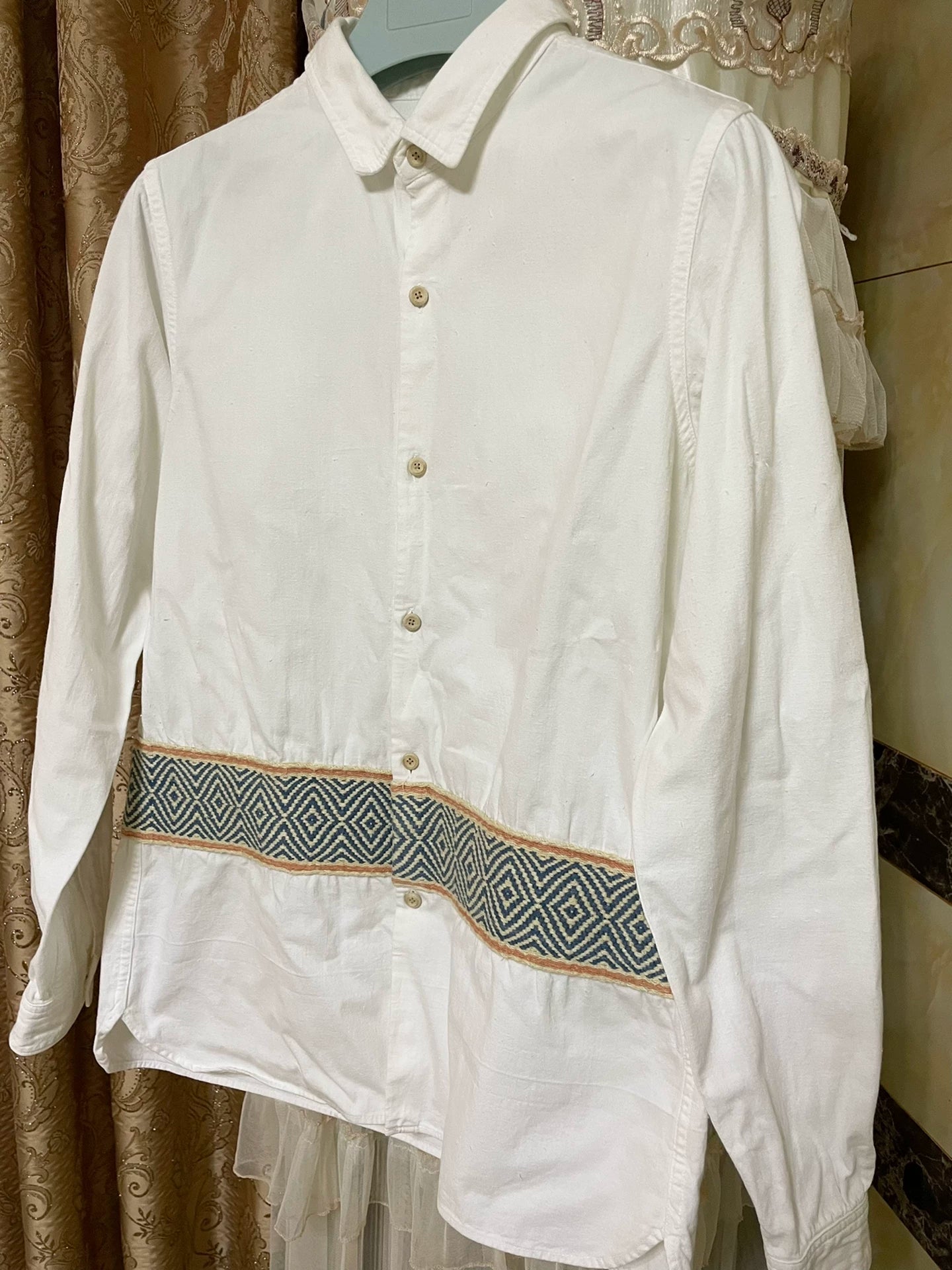 VISVIM Knitted Pattern Paneled Long-Sleeve Shirt