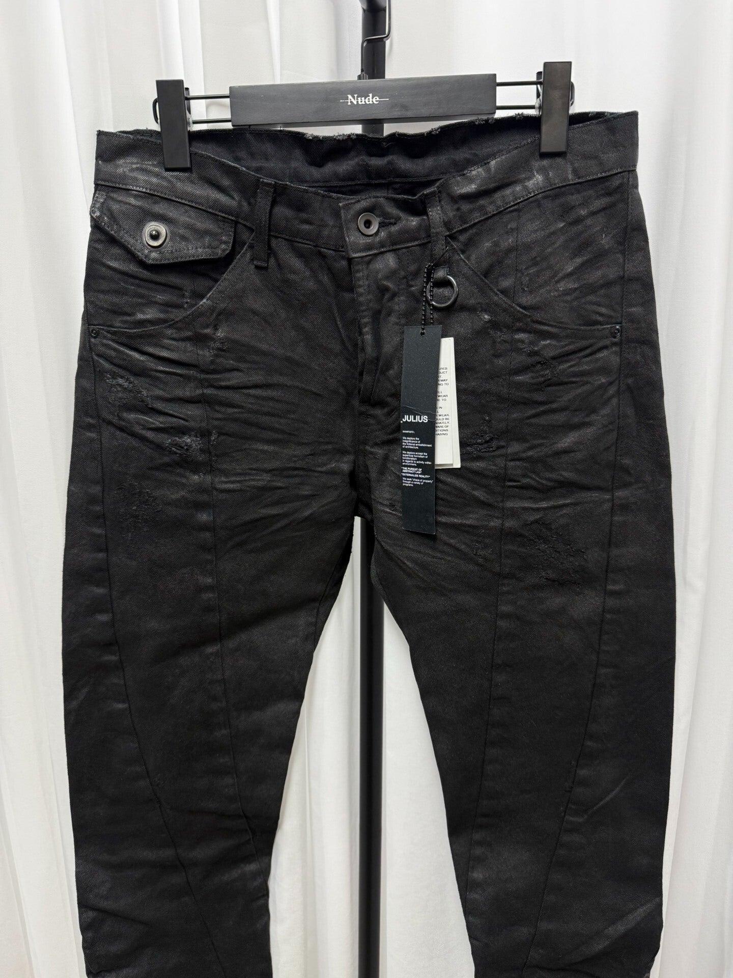 Julius 7 Distressed Spiral Denim Pants