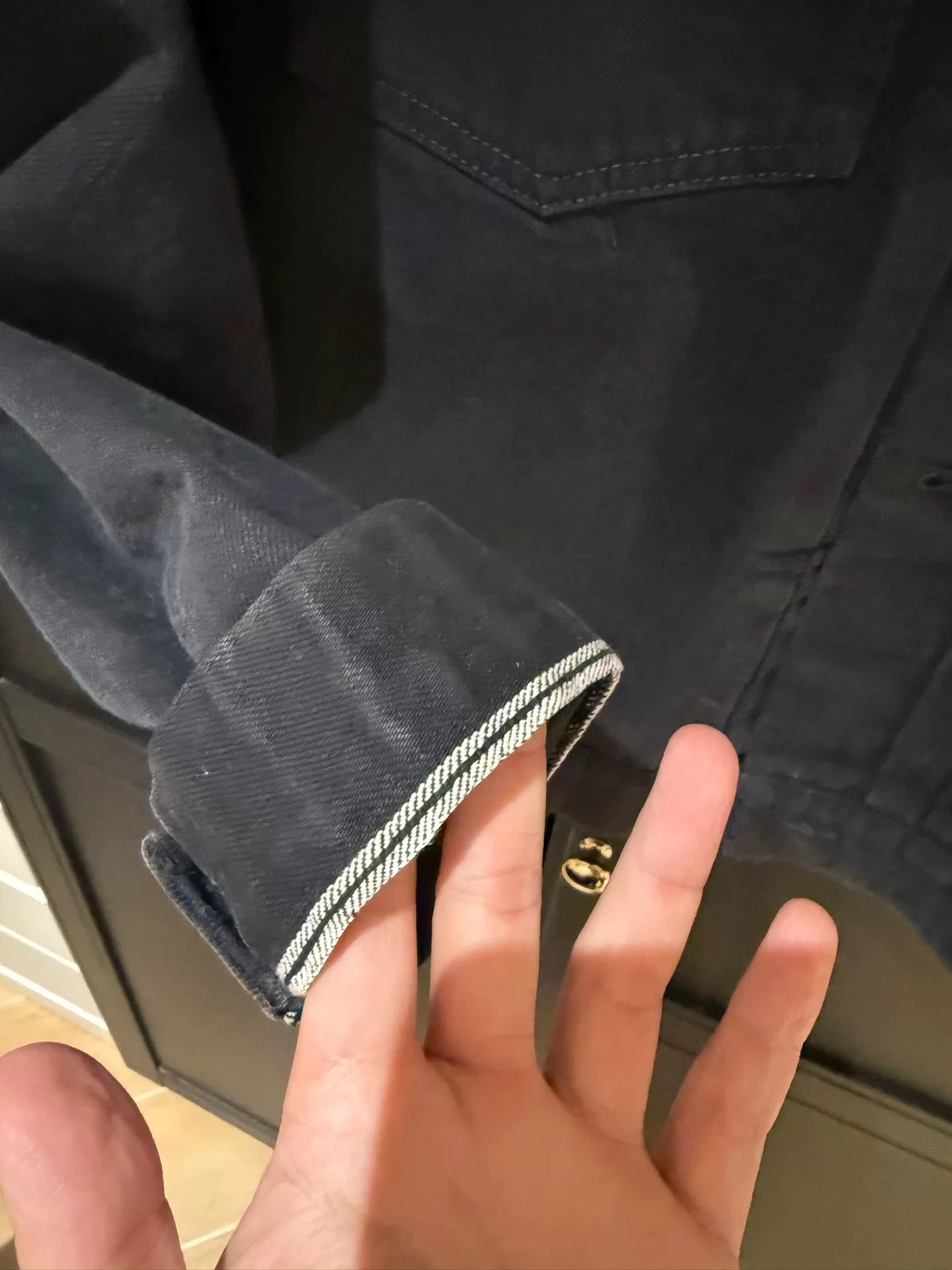VISVIM 101 Black Damaged Denim Jacket