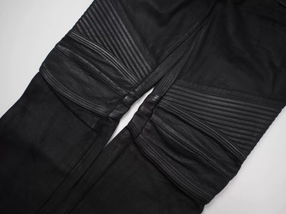 Balmain Bi-material Biker Jeans in Black