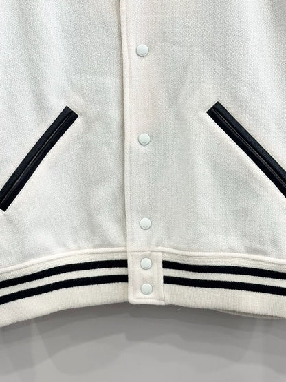 white baseball jacket by saint laurent