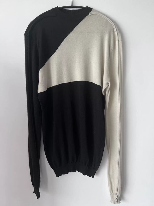rick owens color block knit sweater