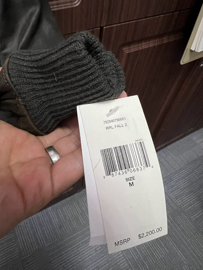 vintage rrl leather baseball jacket