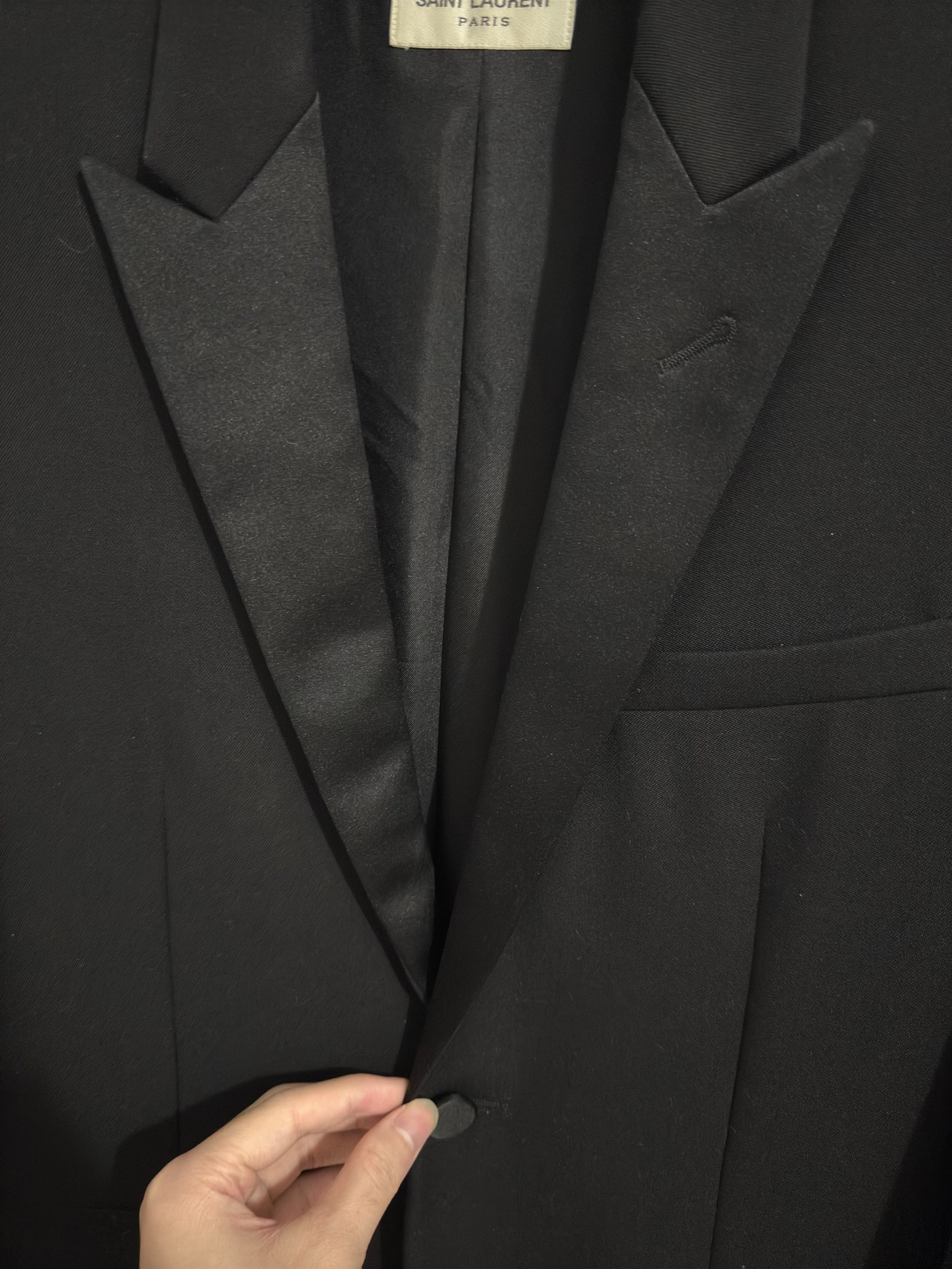 Saint Laurent Black Satin Tuxedo Jacket