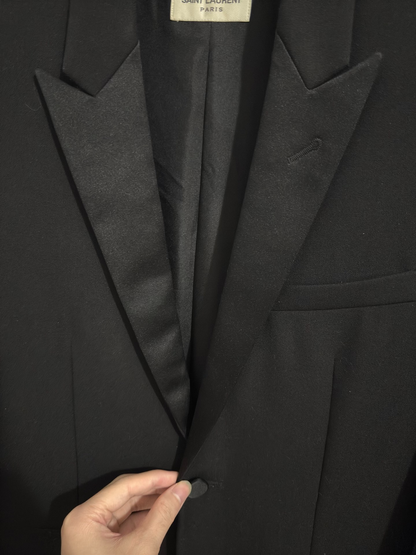 Saint Laurent Black Satin Tuxedo Jacket