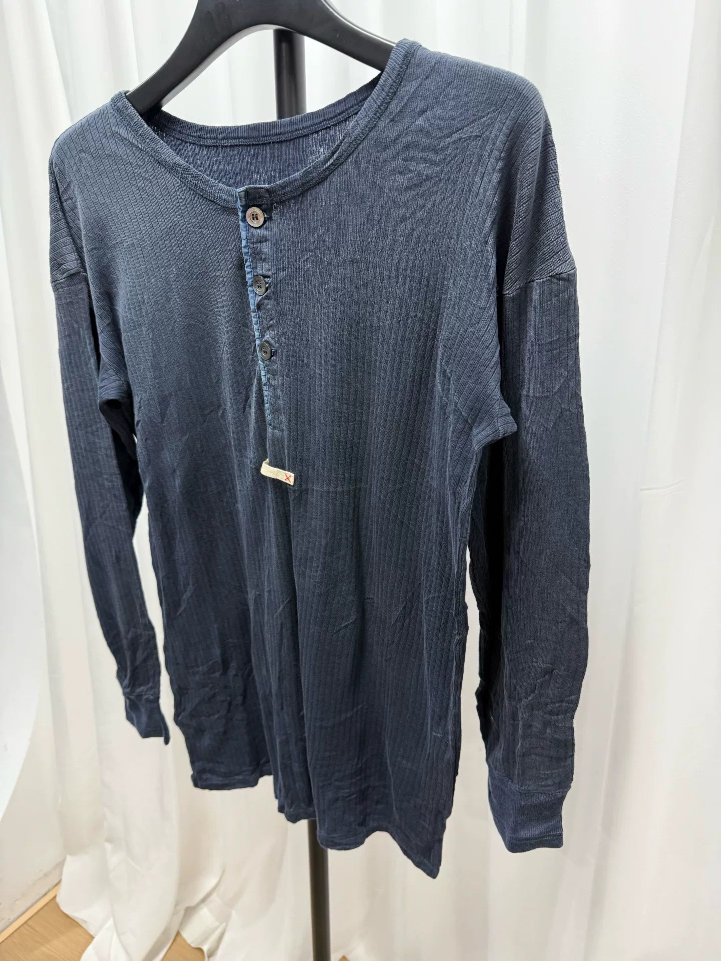 Maison Margiela Blue Henley Long Sleeve Shirt