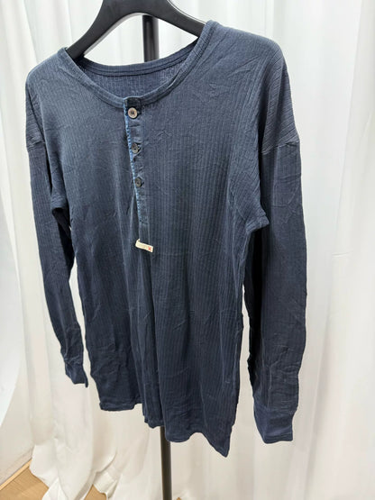 Maison Margiela Blue Henley Long Sleeve Shirt