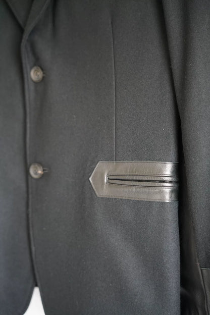 yohji yamamoto black layered suit jacket