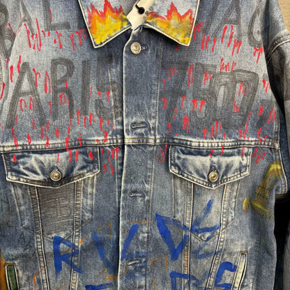 balenciaga graffiti print denim jacket