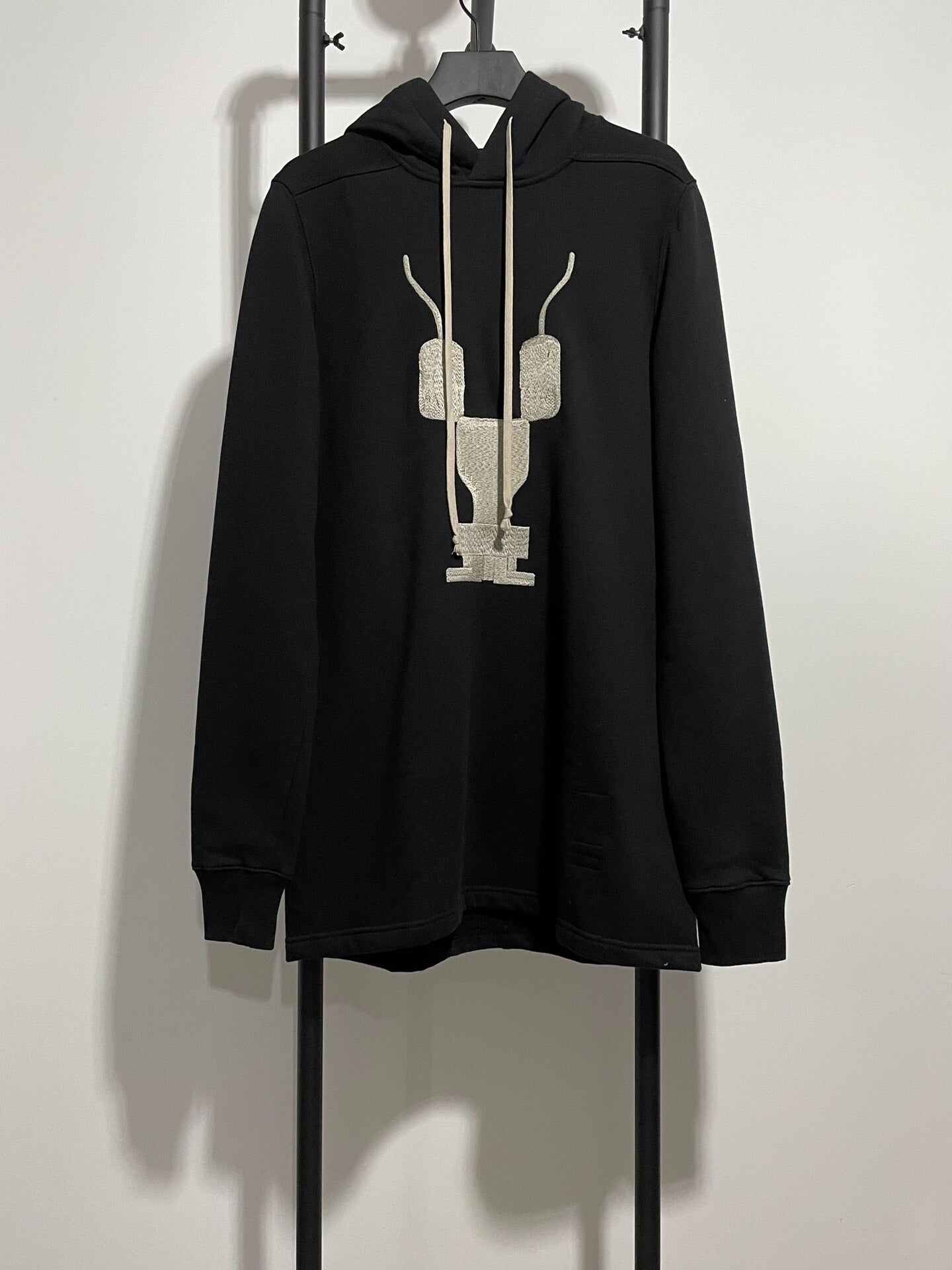 rick owens long black hoodie sweatshirt