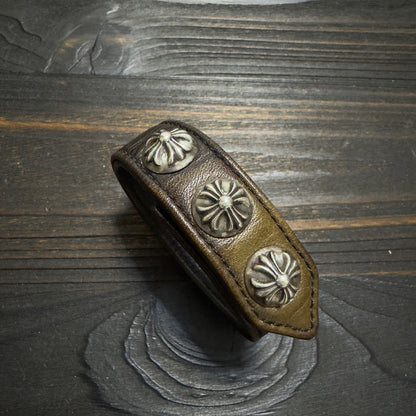 Chrome Hearts 925 Silver Camo Leather Bracelet