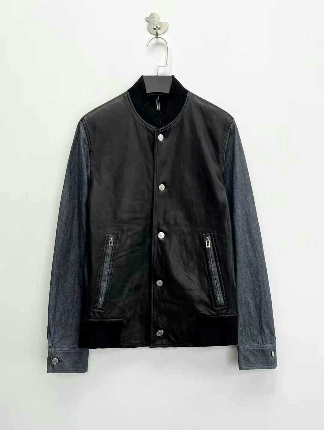 dior black lambskin baseball jacket unisex