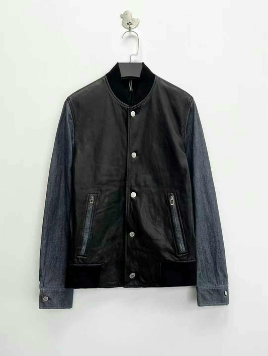dior black lambskin baseball jacket unisex