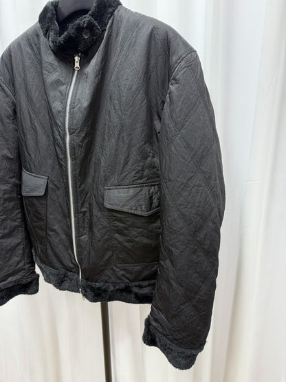 black faux fur jacket by yohji yamamoto