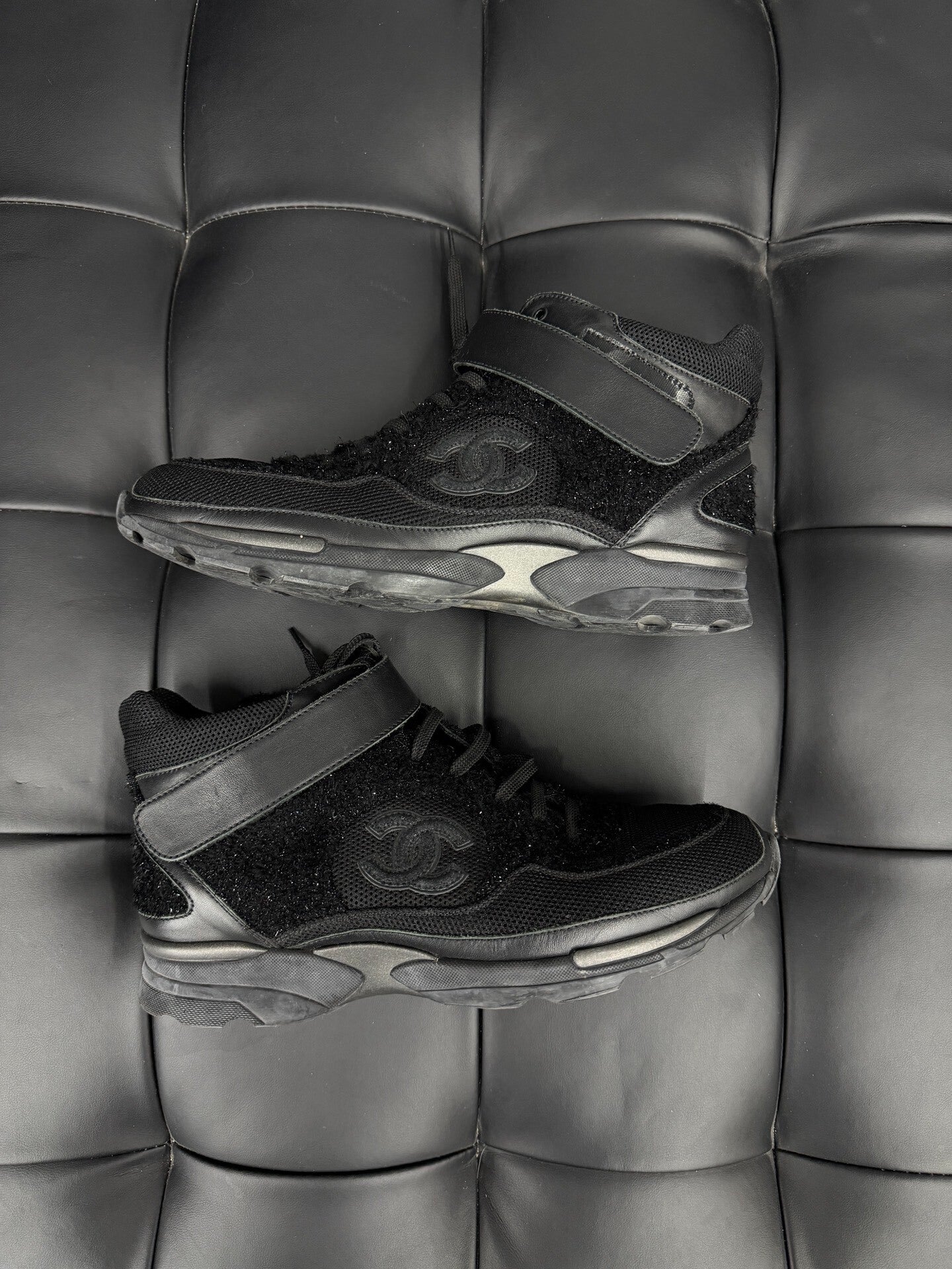 Chanel Black Logo High-Top Sneakers