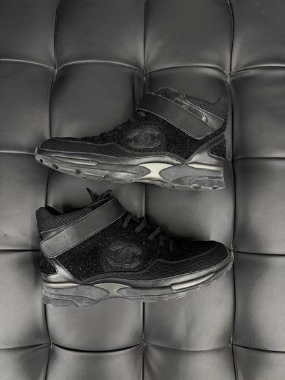 Chanel Black Logo High-Top Sneakers