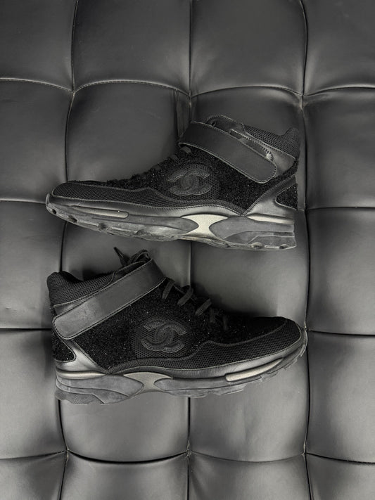 Chanel Black Logo High-Top Sneakers